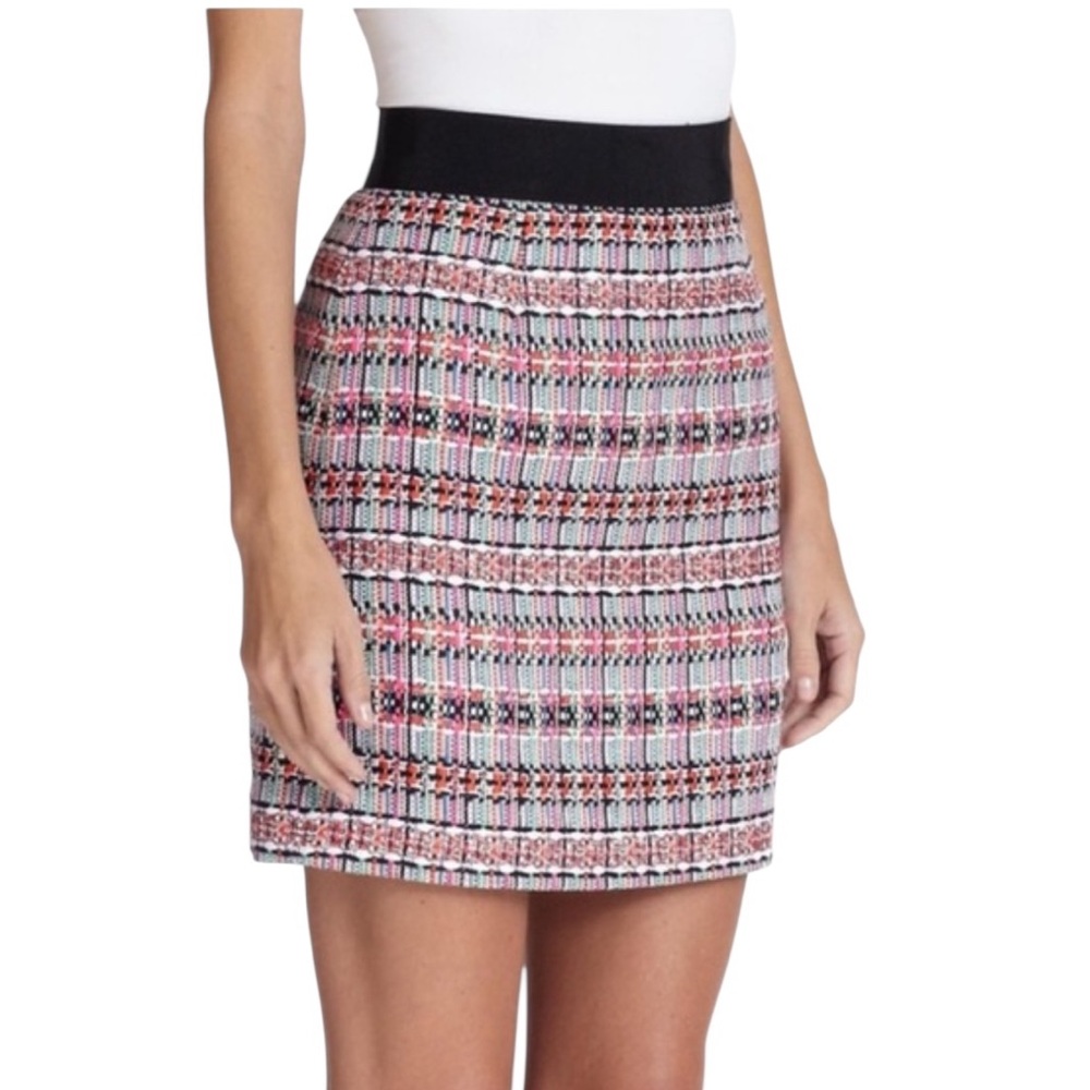 Milly Multicolor Tweed Rear Zipper Mini Skirt 6
